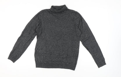 Additional front view of Next Men's Grey Roll Neck jumper, size S