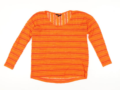 Additional front view of Next Women's Orange Striped jumper, size 10