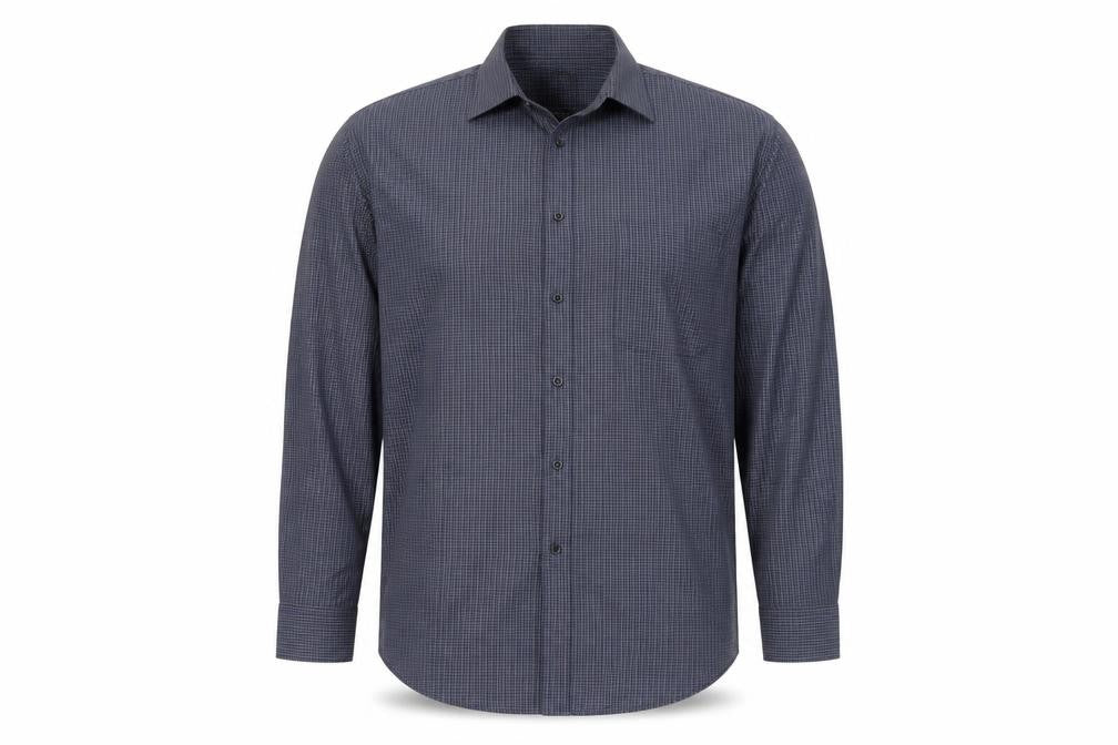 Nicole Miller Men's Blue Check Button-Up Shirt 17.5