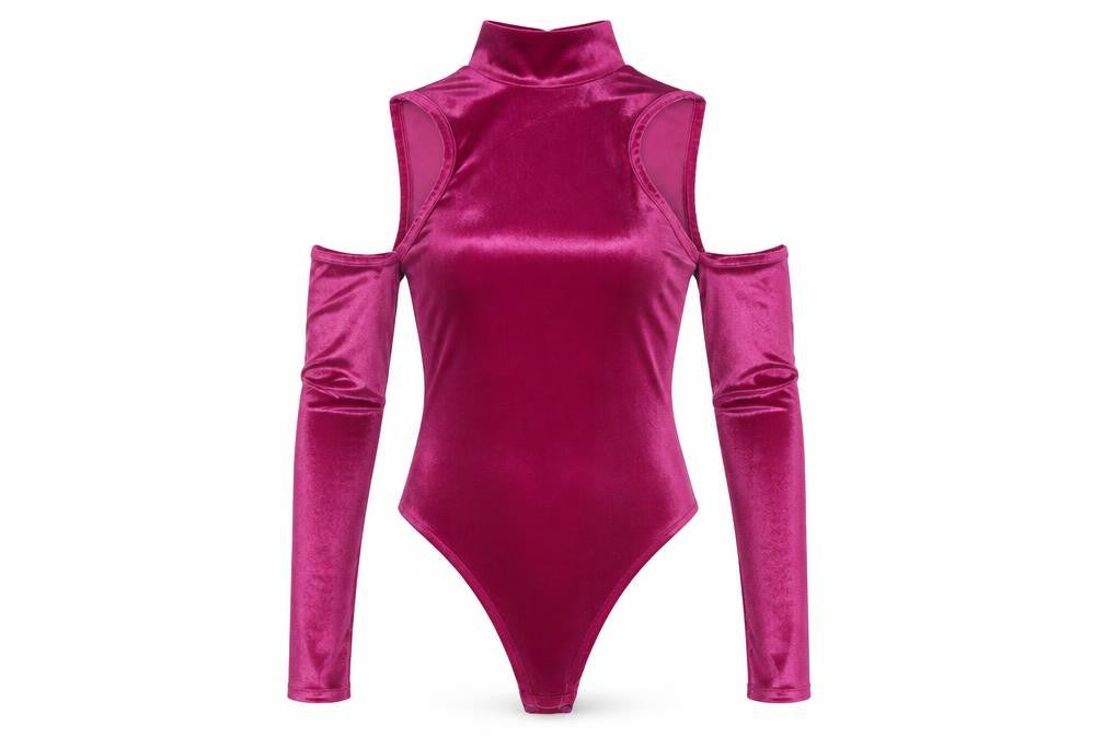 PrettyLittleThing Women's Pink Velvet Bodysuit Size 6