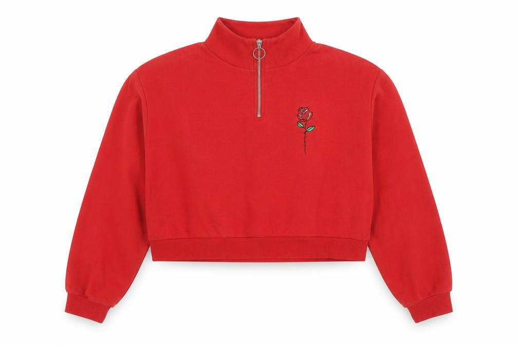 H&M Women's Red Embroidered Sweatshirt Size 12