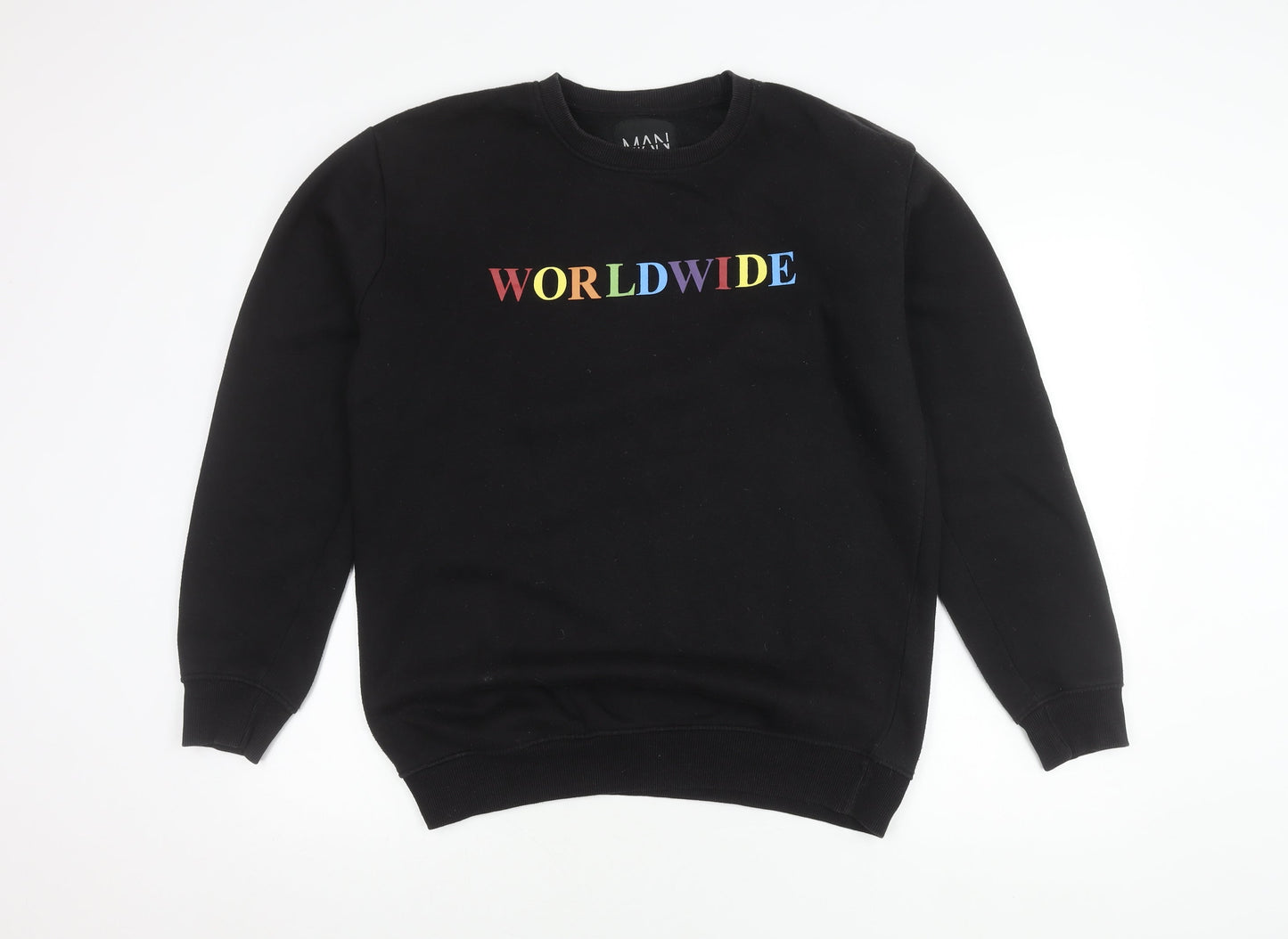 boohooMAN Men's Black Pullover Sweatshirt M Crew Neck