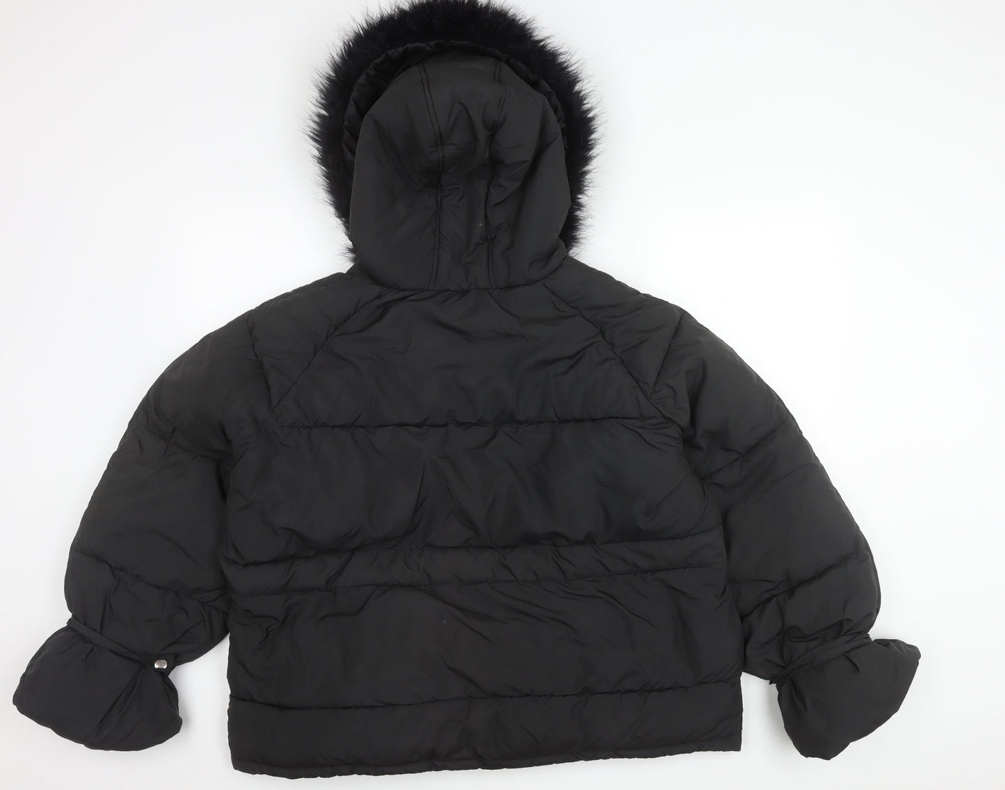 Boohoo Women's Black Puffer Jacket Size 14 - Winter Essential