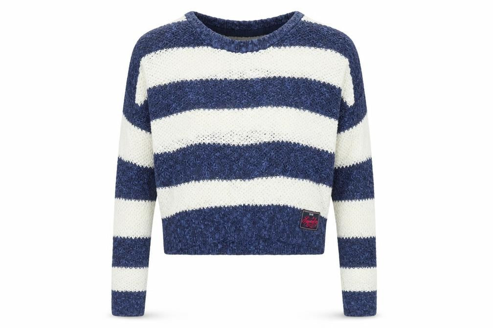 Superdry Women's Striped Jumper L Blue Knit Pullover