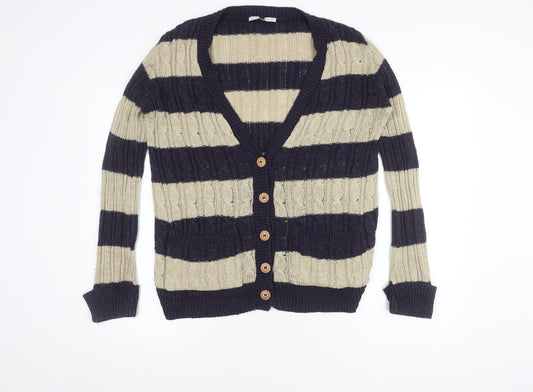 Blonde+Blonde Women's Blue Striped Cardigan Size 8