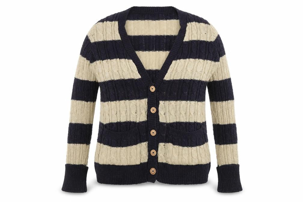 Blonde + Blonde Women's Blue Striped Cardigan Size 8