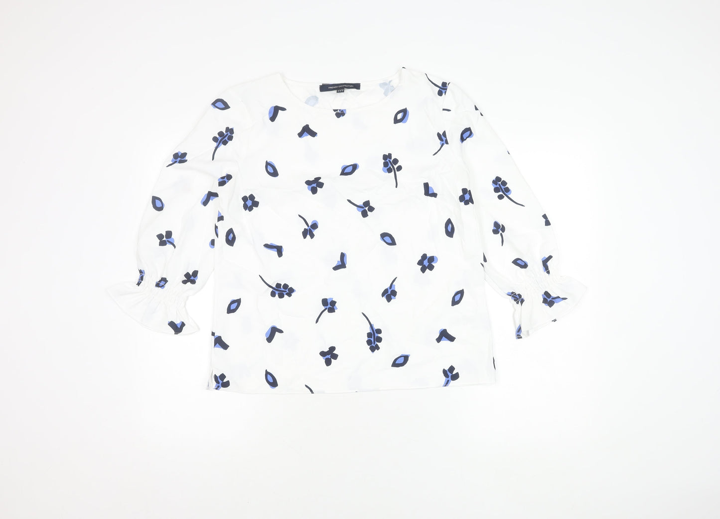 French Connection Women's White Floral Blouse Size 12