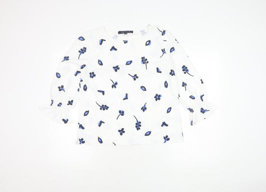 French Connection Women's White Floral Blouse Size 12