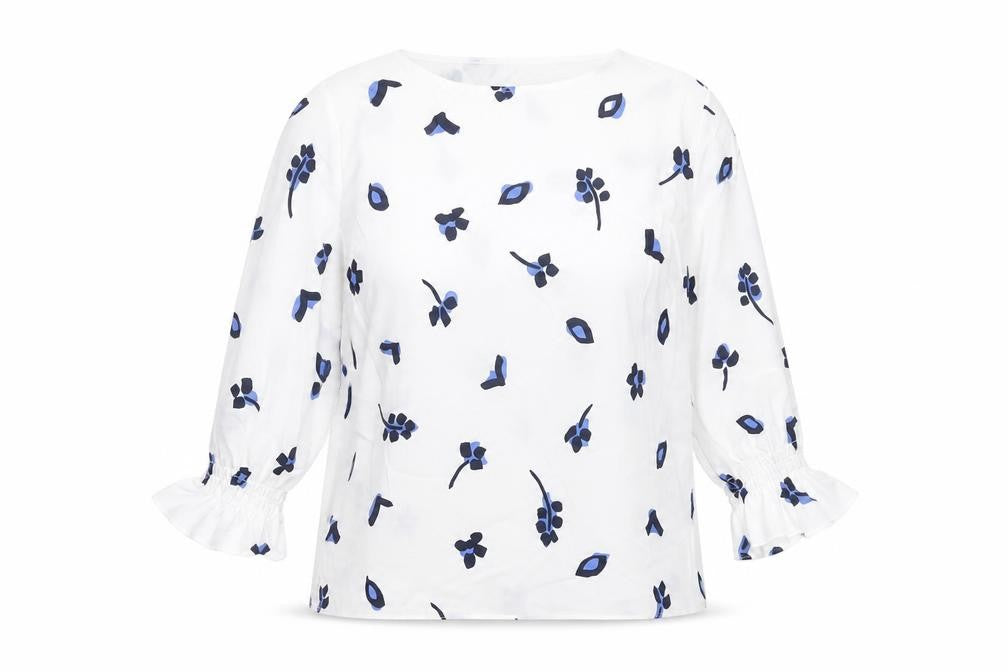 French Connection Women's White Floral Blouse Size 12