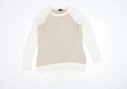 Additional front view of Land's End Men's Beige Open-Knit jumper L