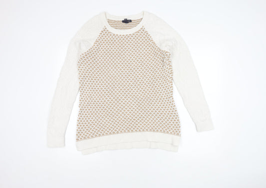 Land's End Men's Beige Open-Knit Pullover Jumper L