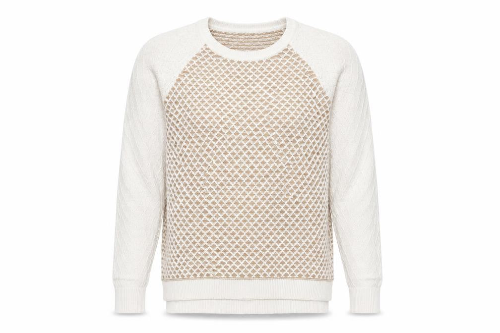 Land's End Men's Beige Open-Knit Pullover Jumper L