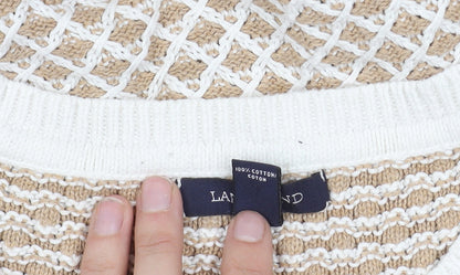 Close-up detail of Land's End Men's Beige Open-Knit jumper L