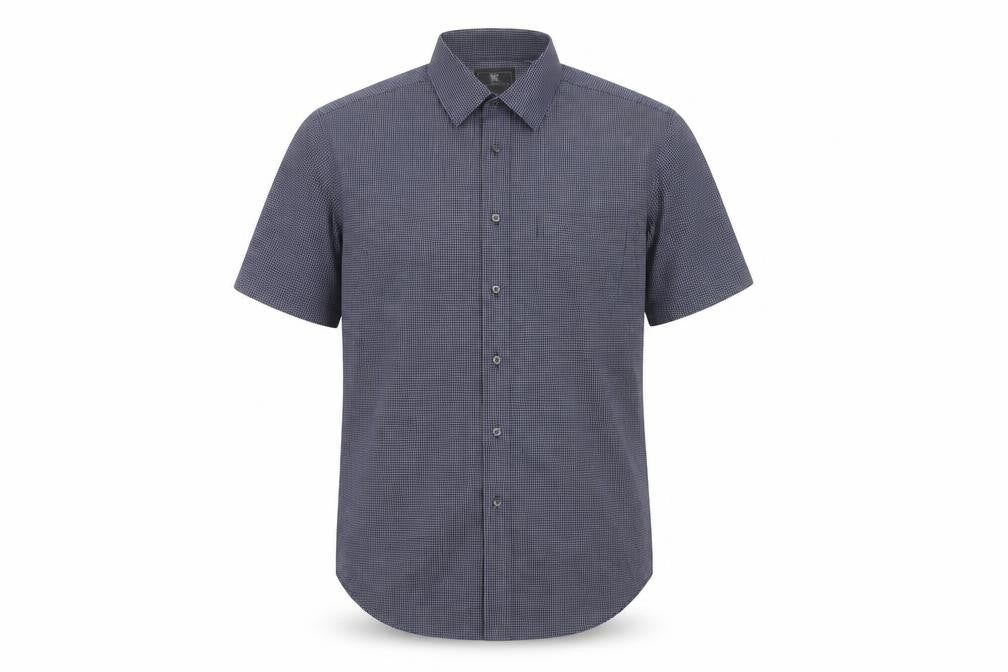 Marks & Spencer Men's Blue Check Shirt, Regular Fit
