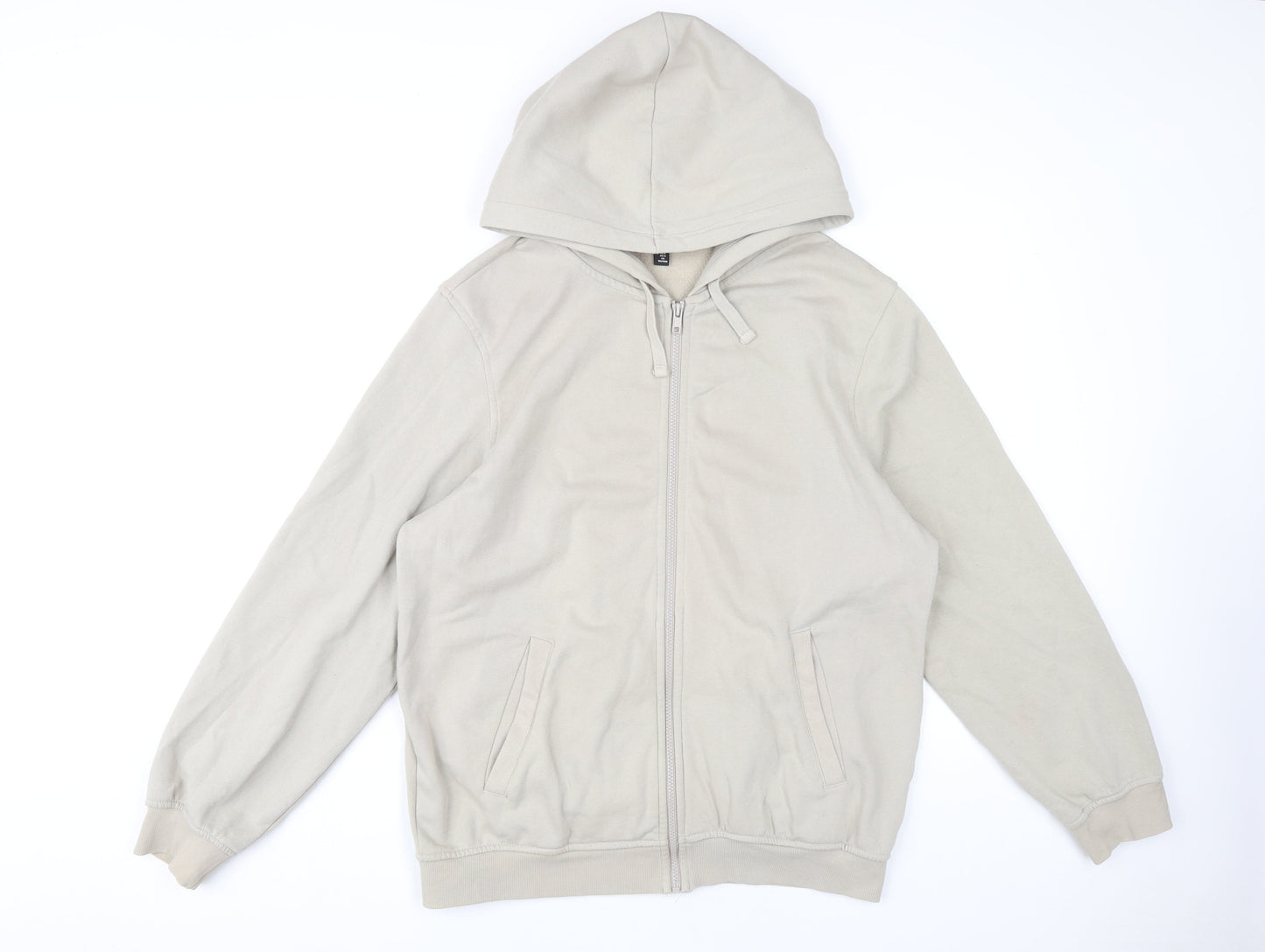 H&M Men’s Beige Relaxed Full Zip Hoodie M