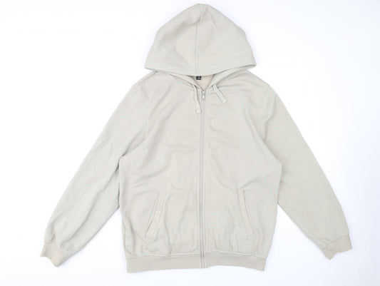 H&M Men’s Beige Relaxed Full Zip Hoodie M