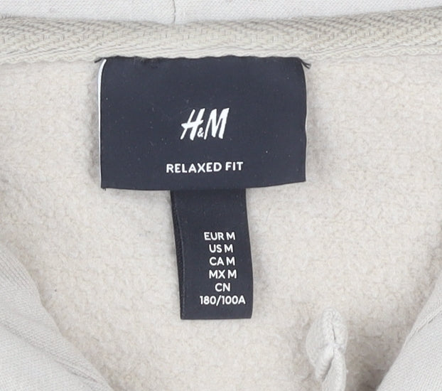 H&M Men’s Beige Relaxed Full Zip Hoodie M