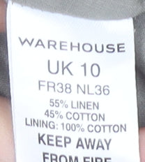 Warehouse Beige Linen Cotton Pinafore Dress UK 10