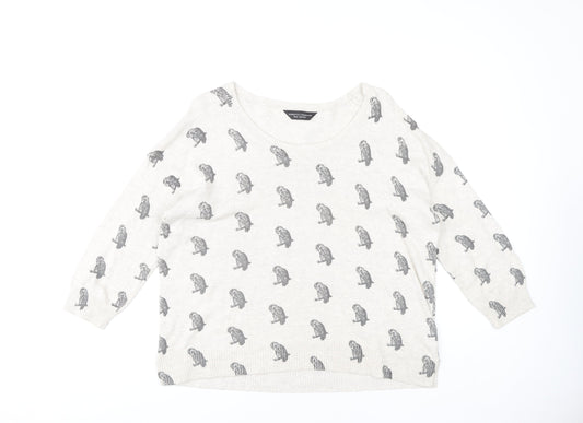 Dorothy Perkins Women's Ivory Animal Print Jumper Size 20