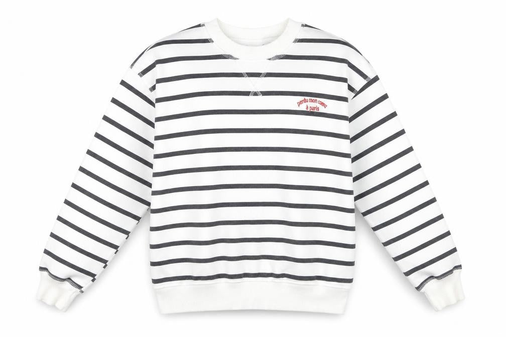 Women's White Striped Pullover Sweatshirt Size 8