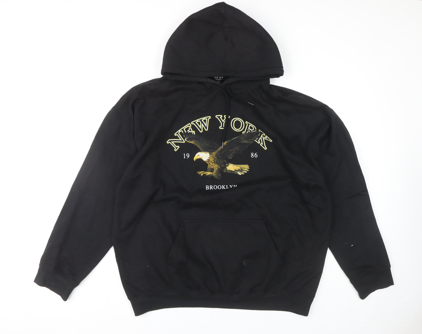 boohooMAN Men's Black Pullover Hoodie M