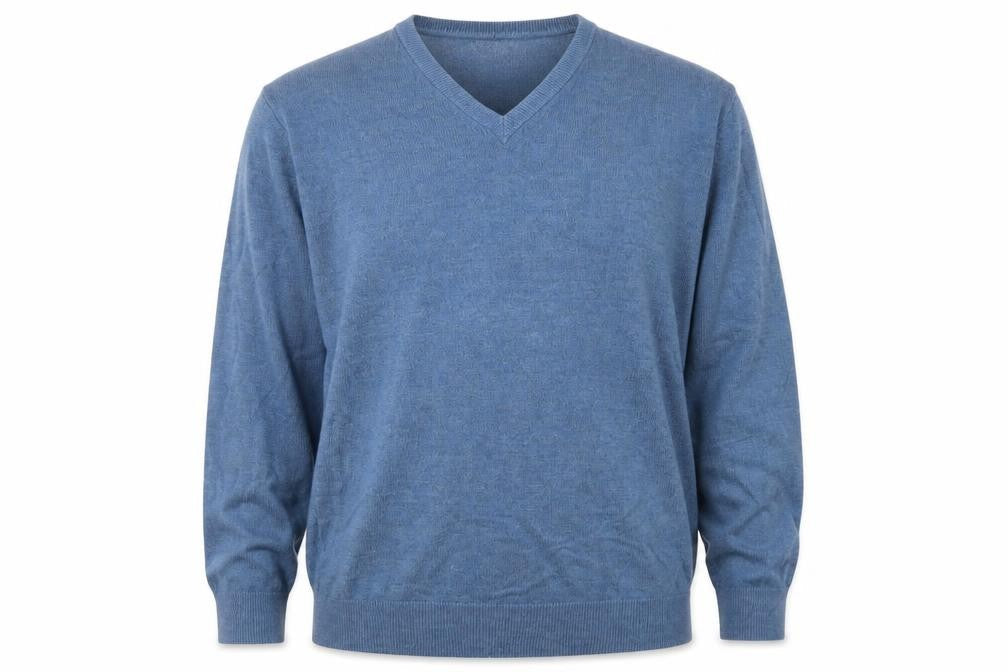 Marks & Spencer Men's Blue V-Neck Jumper - Size L