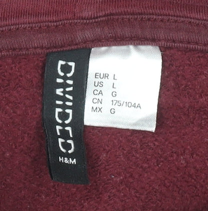 H&M Women's Red Pullover Hoodie - Size 16