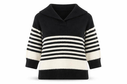 Next Women's Black Striped Pullover Jumper - Size 16