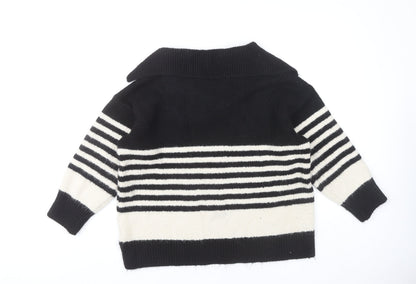 Next Women's Black Striped Pullover Jumper - Size 16