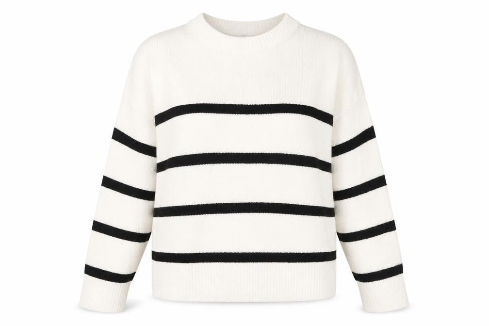 H&M Women's White Striped Pullover Jumper M