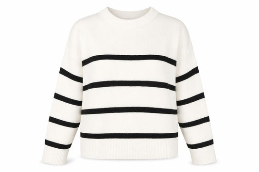H&M Women's White Striped Pullover Jumper M