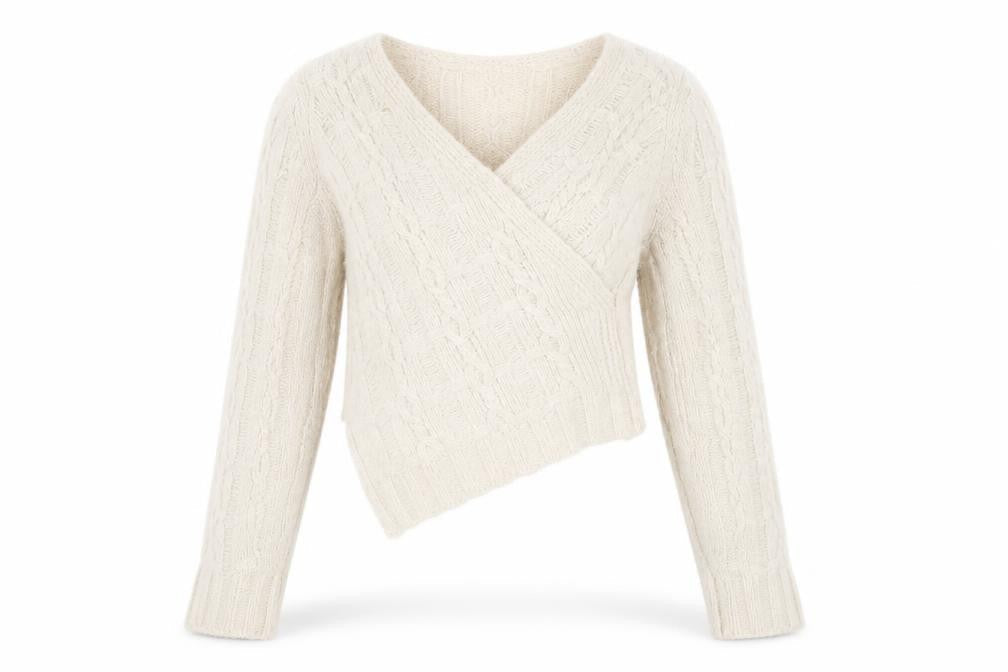 Zara Women Ivory Cable-Knit Jumper M Acrylic Polyamide