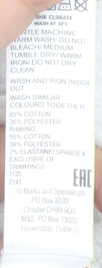 Brand and care label for Marks & Spencer girls’ grey sweatshirt 11-12 years pullover