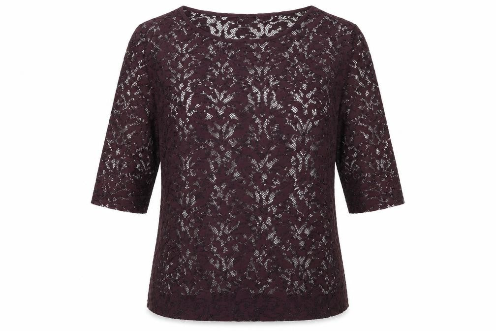Next Women's Purple Lace Top, UK 10, 3/4 Sleeve Pullover