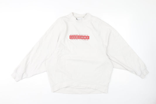Monki Women's White Mock Neck Pullover Sweatshirt XXS