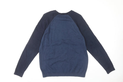 Back view of Topman Men's Blue jumper, M, Crew Neck