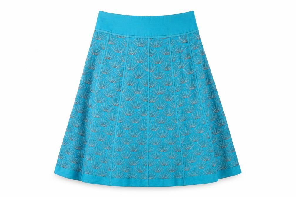 Monsoon Women's Blue A-Line Skirt, Size 10, Embroidered