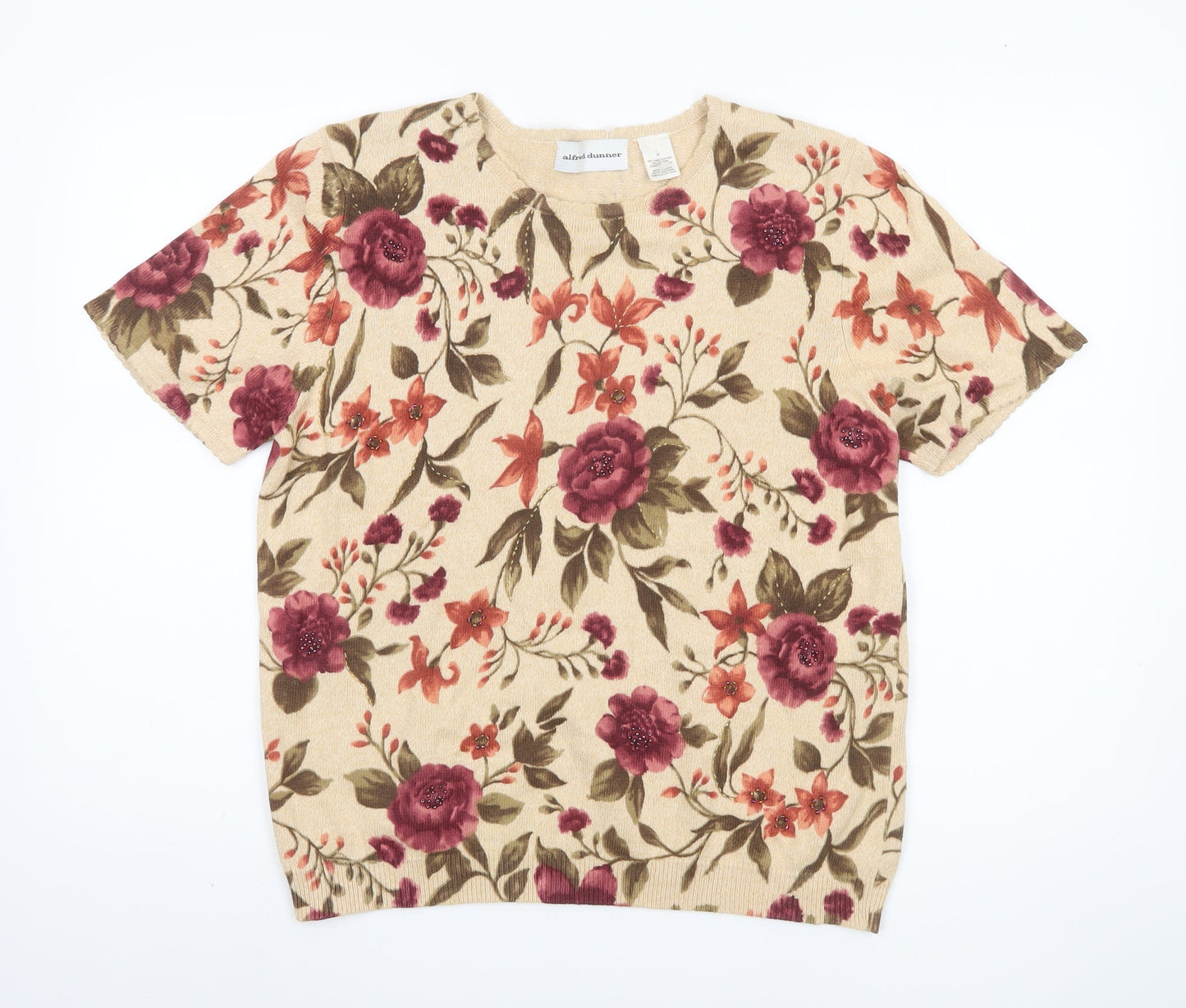 Alfred Dunner Women’s Beige Floral Pullover Jumper S