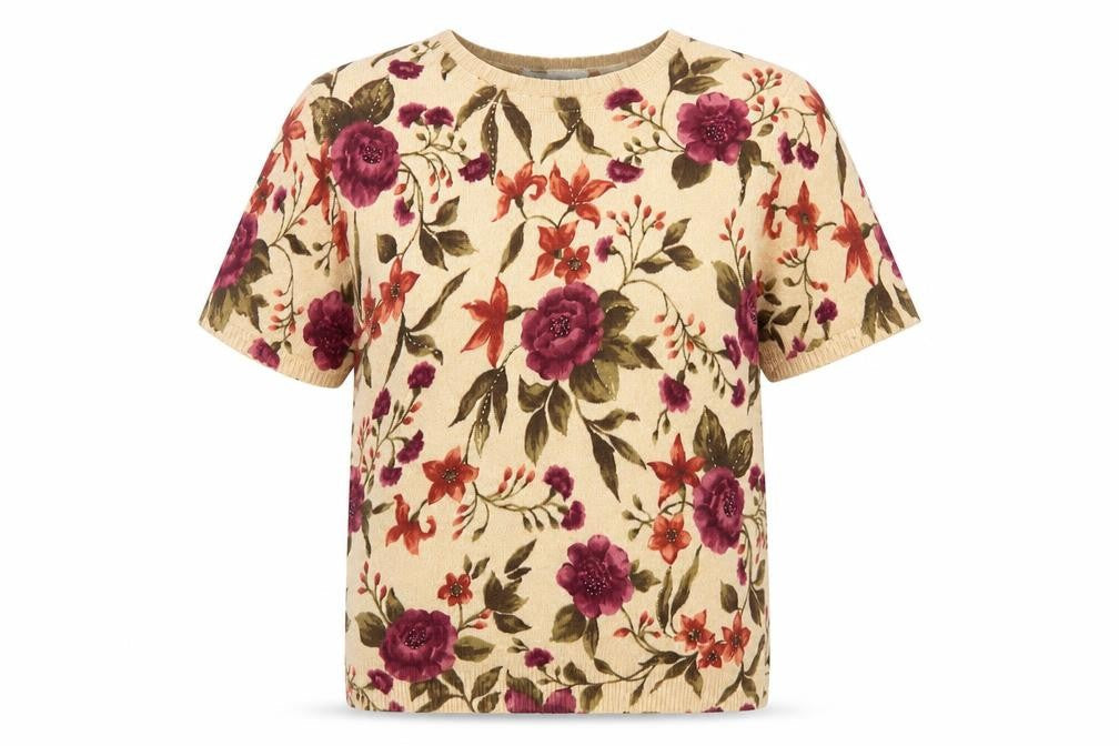 Alfred Dunner Women’s Beige Floral Pullover Jumper S