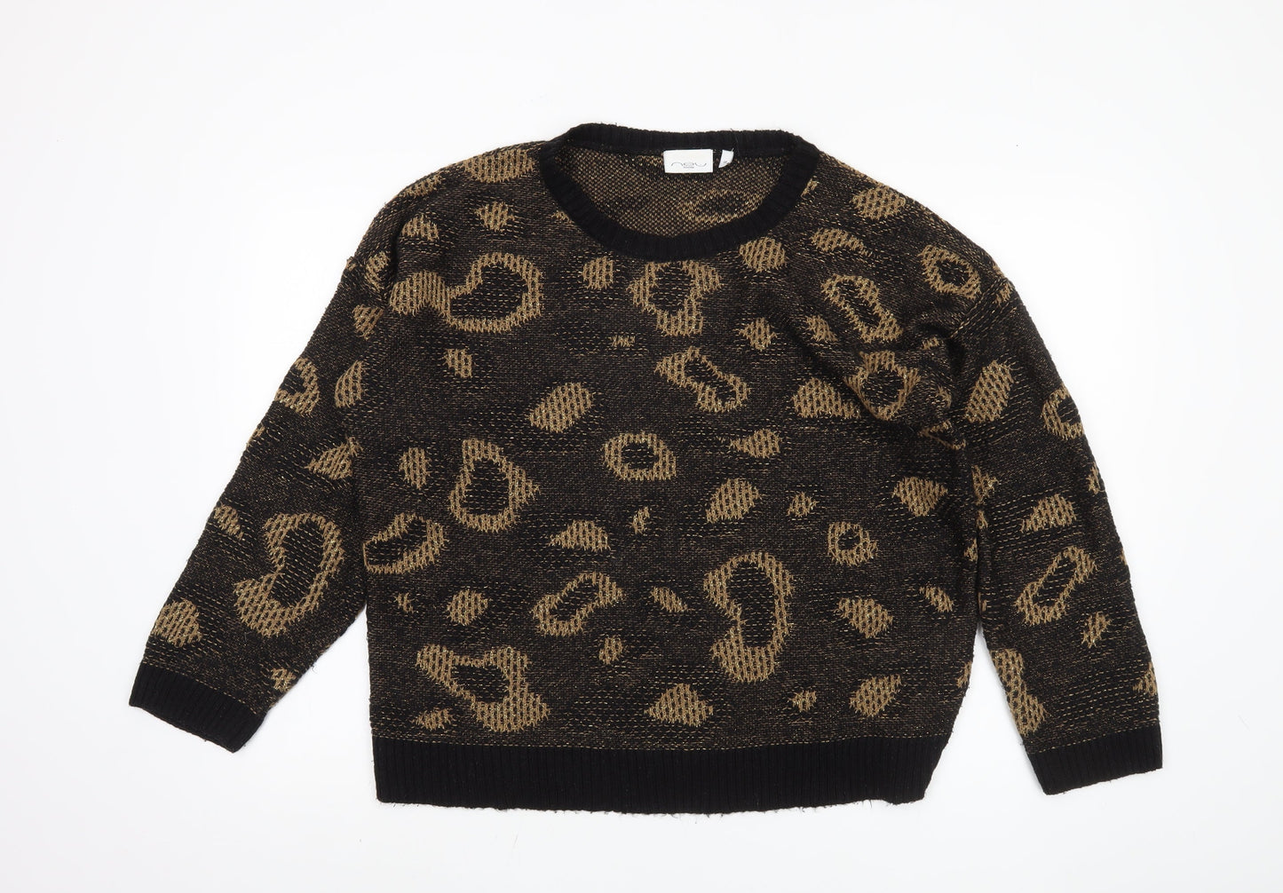 New Look Women's Black Animal Print Pullover Jumper Size 14