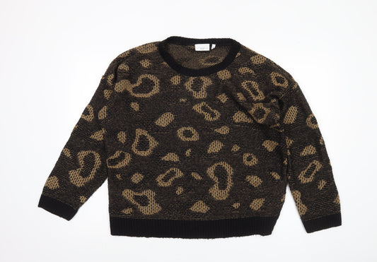 New Look Women's Black Animal Print Pullover Jumper Size 14