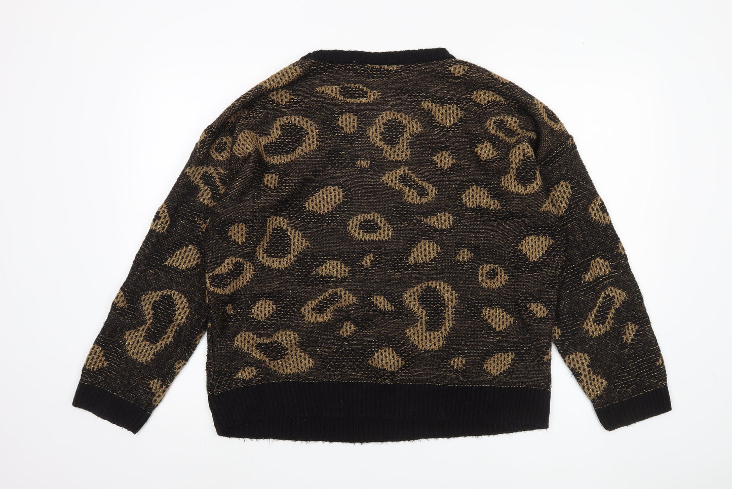 New Look Women's Black Animal Print Pullover Jumper Size 14