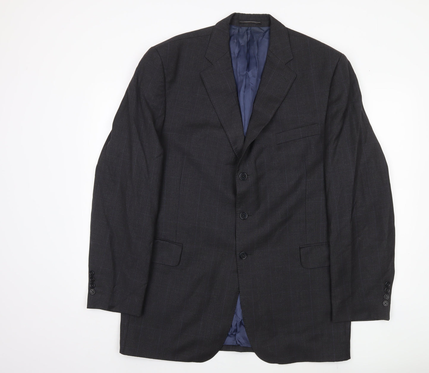 Reda Men's Grey Blazer 46 Long Wool Notch Lapel