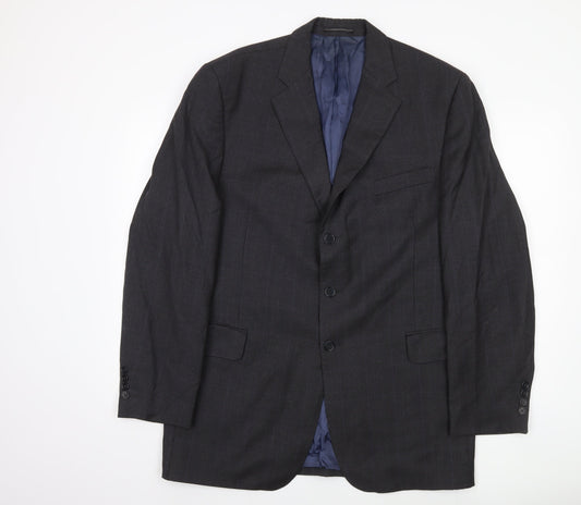 Reda Men's Grey Blazer 46 Long Wool Notch Lapel