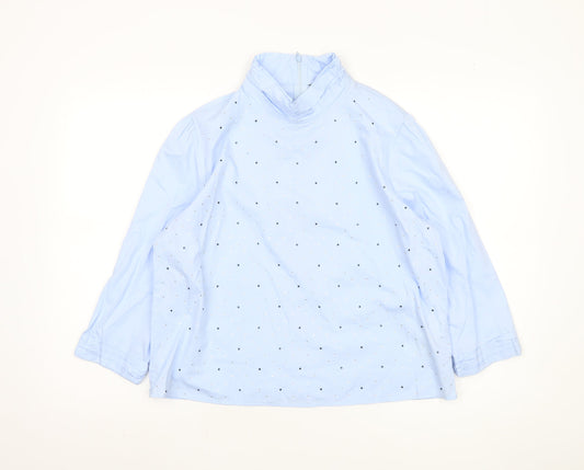 Zara Women's Blue Rhinestone Long Sleeve Top Size 12