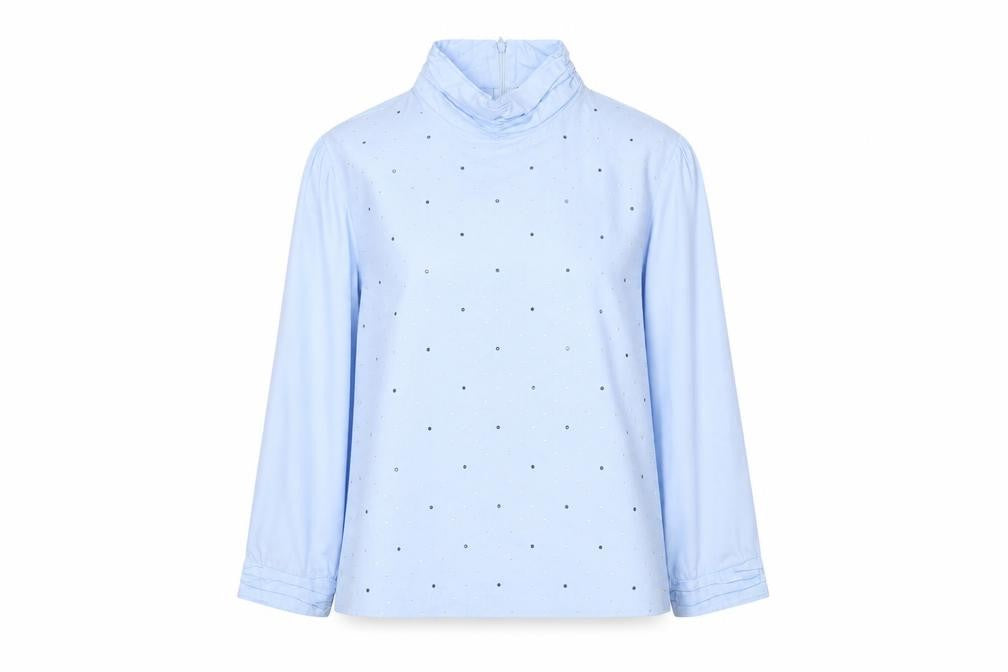 Zara Women's Blue Rhinestone Long Sleeve Top Size 12
