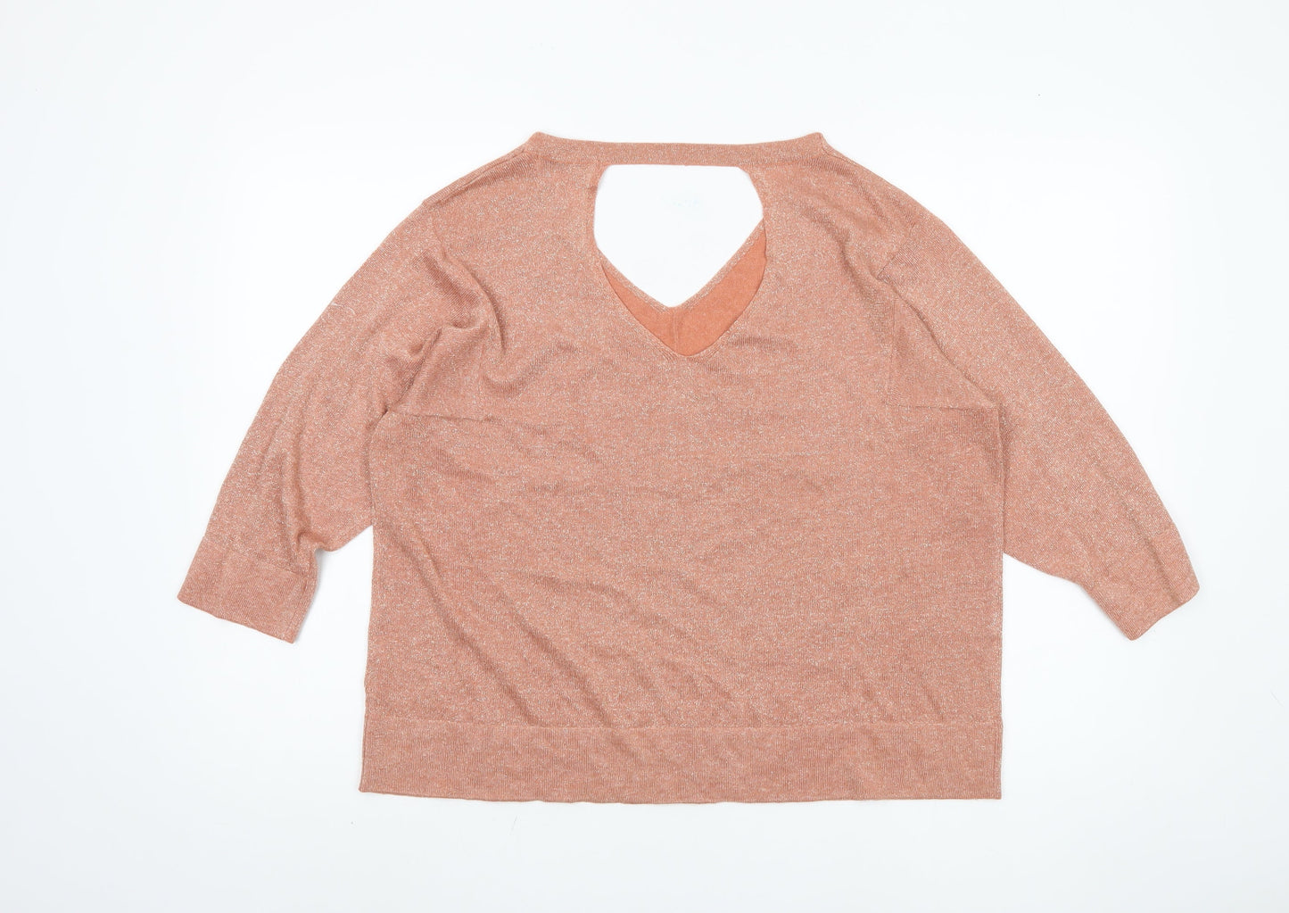 Marks and Spencer Women's V-Neck Orange Jumper