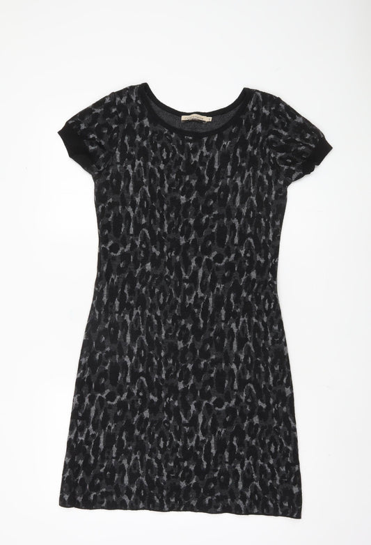 Chiaramente Women's Black Animal Print Knit Dress
