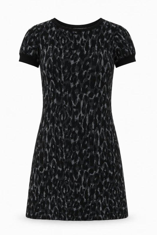 Chiaramente Women's Black Animal Print Knit Dress