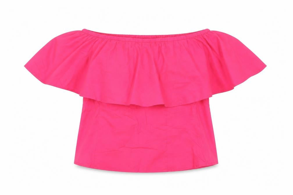 PRETTYLITTLETHING Women’s Pink Off Shoulder Top, Size 4